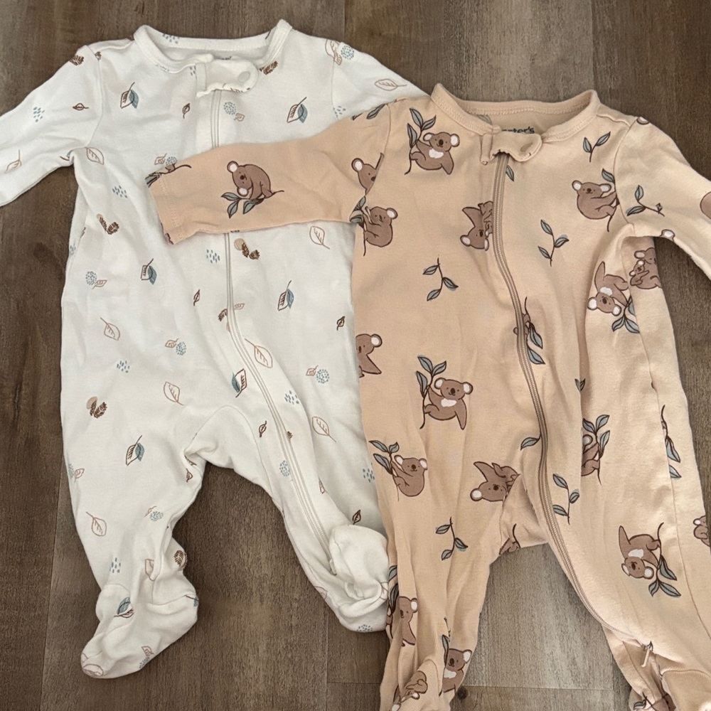 Carter's Koala Print Footed One-Piece Set - Cream & Light Peach